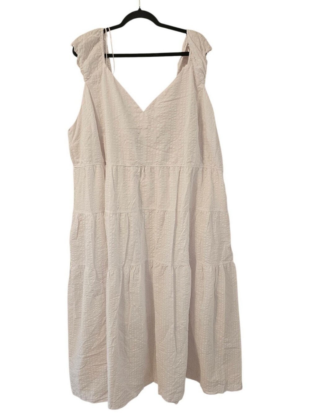 White Old Navy Women's Fit & Flare Tiered Seersucker All-Day Maxi Dress